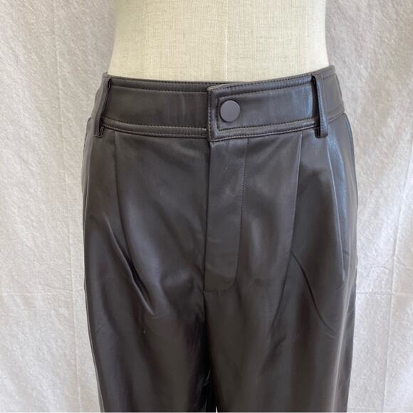 Mango chocolate brown faux‎ leather high waisted tapered pants US Size 2 - Picture 8 of 16